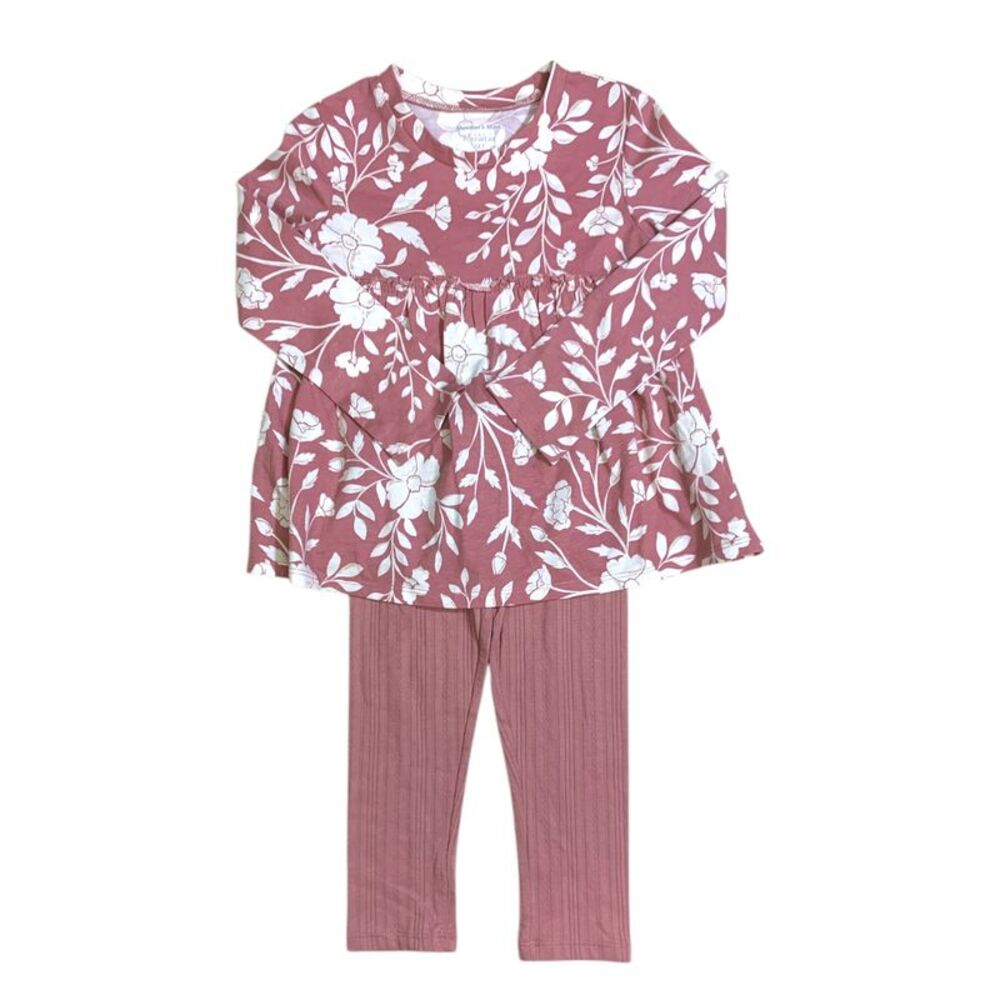 Pink Floral - Member's Mark Girls 2-Piece Playwear Set, Pull-On, Long Sleeve, Fr